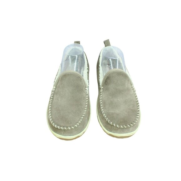LL Bean Cement Suede Slip-On Fleece Lined Mountain Moccasin Slippers Size 8 M - Picture 5 of 9